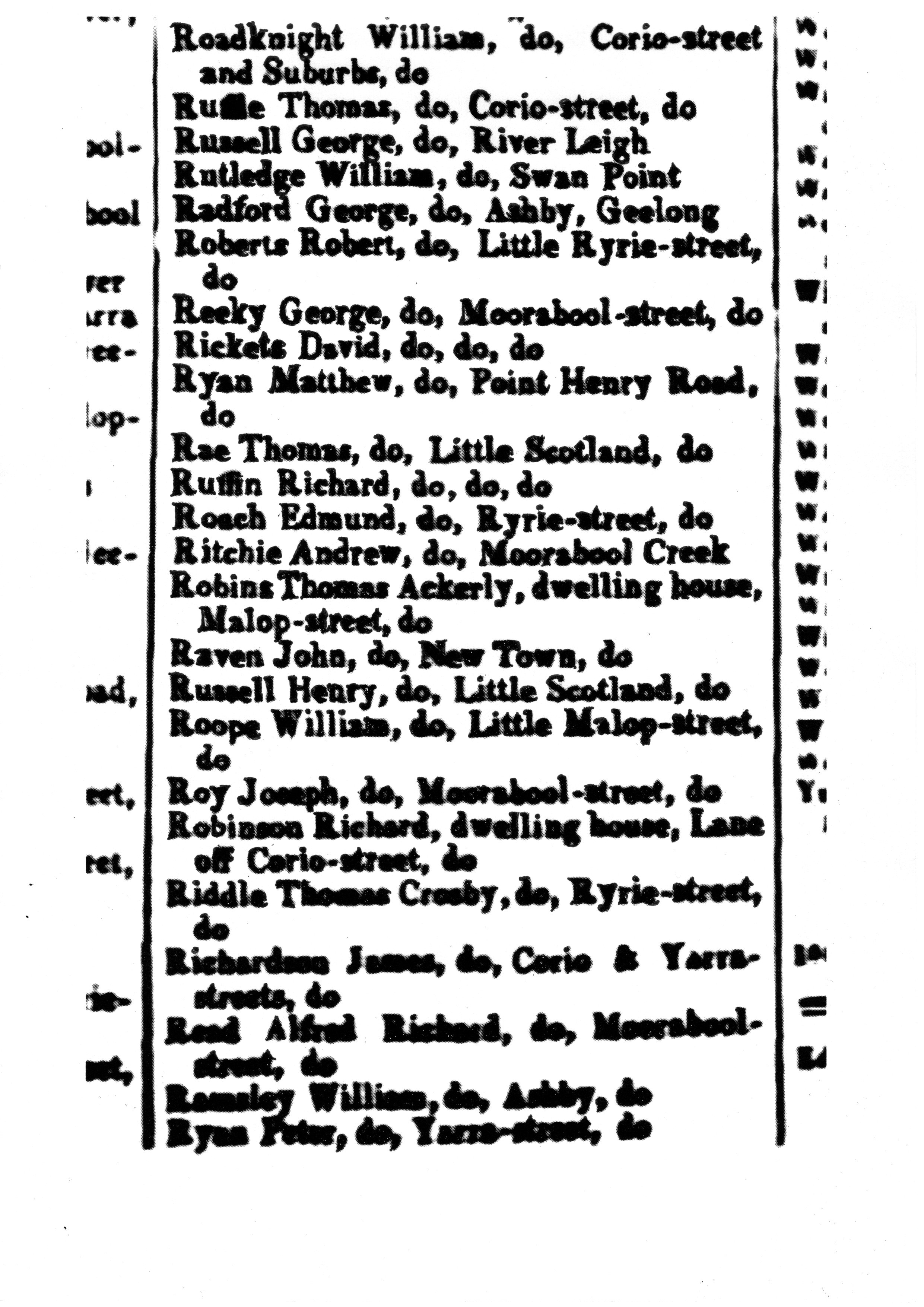 [1850 Electoral Roll of Geelong]